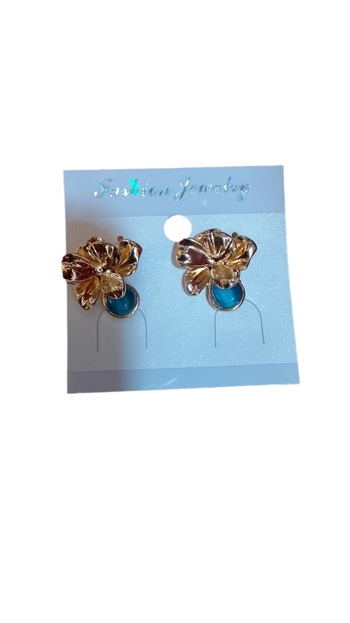 Teal Flower Earrings